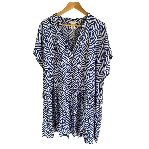 H&M Blue and White Flowy Dress, Size L - Picture 1 of 5
